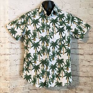 Free Planet Tropical Palm Tree Short Sleeve Shirt Button Down Men’s Size Medium
